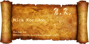 Nick Koridon névjegykártya
